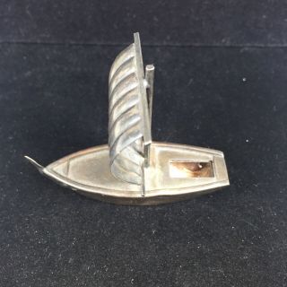 Vintage Sterling Silver Japanese Sail Boat Salt Pepper Shaker Toned Seki Collect