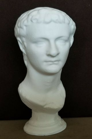 Ancient Roman Empire Emperor Caligula Antique White Marble Tone Bust Statue