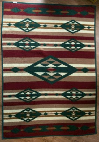 Vtg Biederlack Southwest Aztec Reversible Fleece Throw Blanket 54 " X76 " Usa