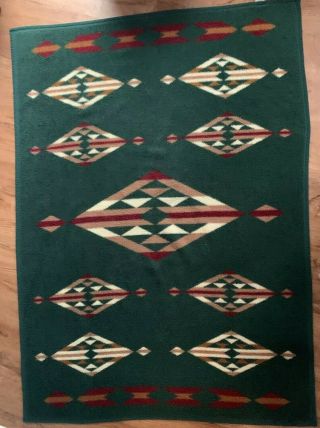 Vtg Biederlack Southwest Aztec Reversible Fleece Throw Blanket 54 
