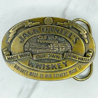 Bergamot Brass Gold Tone Vintage 1989 Jack Daniels Whiskey Belt Buckle