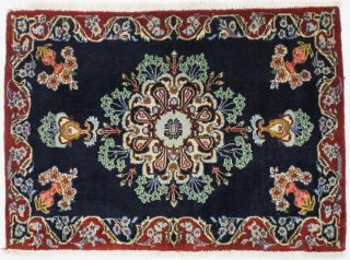 Classic Kork Wool Navy Blue 2x3 Handmade Small Entryway Oriental Area Rug Carpet
