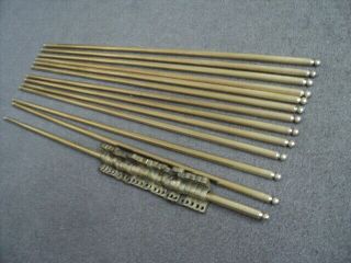 Set Of 13 Vintage Solid Brass Stair Rods And 26 Brackets