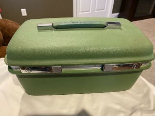 1950 Vintage Samsonite Silhouette Train Makeup Case Hard Shell Luggage Green