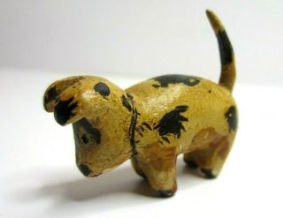 Antique Vintage Handmade Carved Painted Wood Spotted Dog Figurine Folk Art
