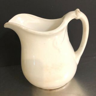 Ironstone Creamer Small Milk Jug No Country Origin White Stoneware Vintage