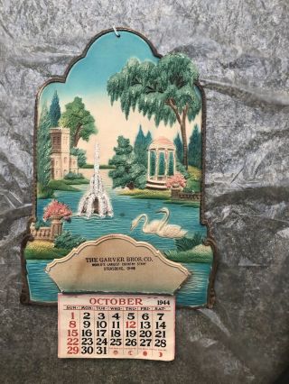 Vintage Antique Rare 1944 Cardboard 3d Advertising Garver Bros Co Ohio Calendar