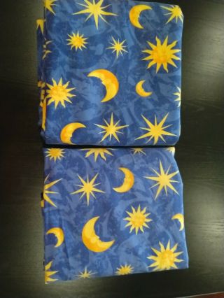 Vintage Celestial 90s Double Bed Flat Sheet Blue Yellow Sun Moon Stars Target