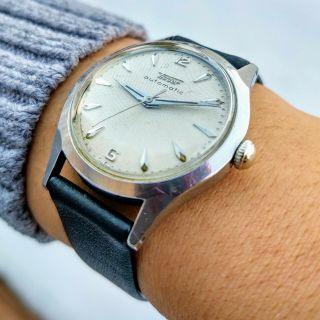 TISSOT 28.  5R - 21 Automatic Wristwatch 17J Textured Dial Swiss Made 1950 ' s Watch 4