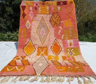 Azilal Vintage Boujaad Berber Moroccan Handmade Wool Carpet 6″x8″ Feet