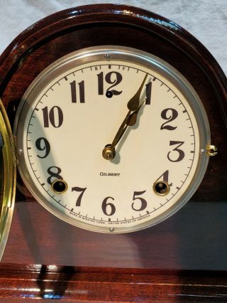 Restored Antique Gilbert Mahogany Tambour Mantle Clock ©1925 6