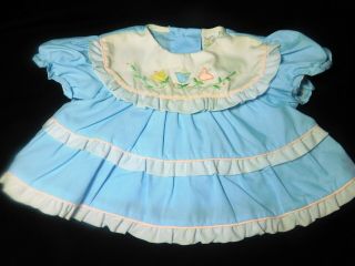 Cradle Togs Vintage Newborn Dress Embroidered Floral Blue 0 - 3 Months