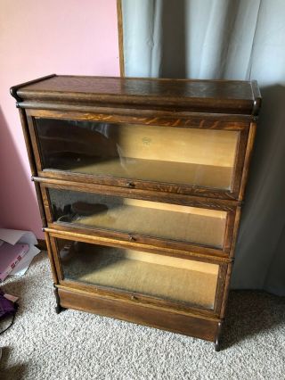 Antique Tiger Oak Lawyers Book Case (3 Stack),  Macy,  Glass,