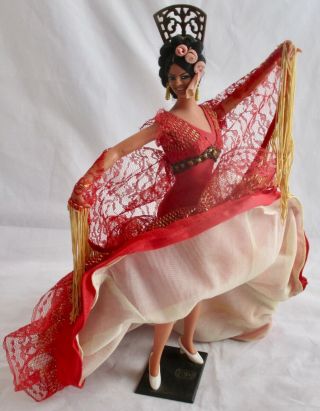 Vintage Marin Chiclana Spanish Flamenco Dancer Made In Spain 13 1/2 " Red Dress