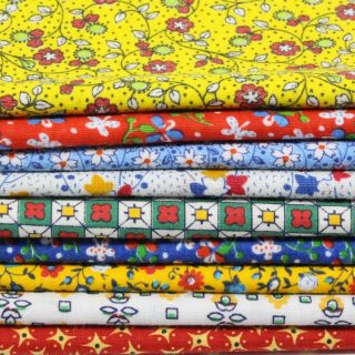 Over 4 Yards Vintage Fabric (all 32 " - 36 " Wide) - 9 Prints