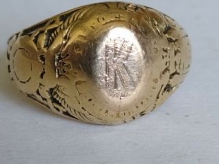 Antique 14k Us Naval Academy Sweetheart Ring.  10g 1923 Size 6.  5