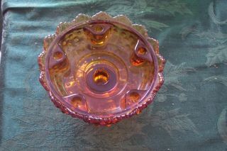 Vintage Fenton Amber Hobnail Glass Footed Candle Holder Bowl Pa T 3547569