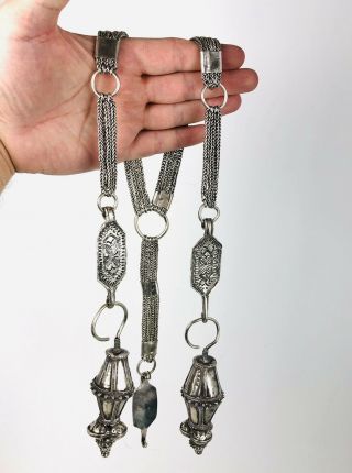Ceremonial Ancient Antique Silver (. 900, ) Handmade Braces Belt Earrings