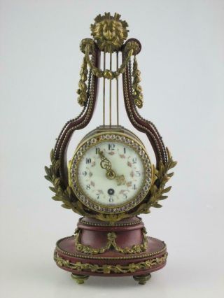 Antique 19th Century French Lyre Shaped Mantel Clock Circa 1890