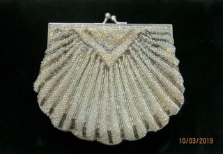 Vintage Walborg Silver Evening Beaded Purse Bag Clutch Vintage (20224 - B6 - Ms)