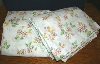 Vintage Utica Full/double Bed Sheets With Pink Wild Roses 1 Flat Sheet 1 Fitted