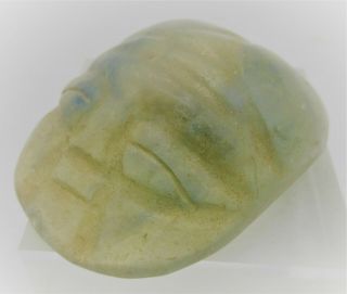 Old Chinese Stone Or Glass Carved Pendant Figure In A Mayan Style