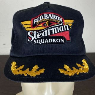 Vintage Red Baron Pizza Stearman Squadron Black Snapback Hat K - Products Usa