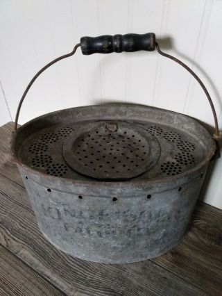 Antique Vintage Kingfisher Favorite Metal Minnow Bucket Wood Handle 2