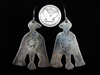 Antique Pueblo Earrings - Coin Silver Ingot - Thunderbirds