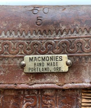 Vintage “Macmonies” 50 5 HandMade Fishing Creel Basket Wicker Leather With Ruler 2