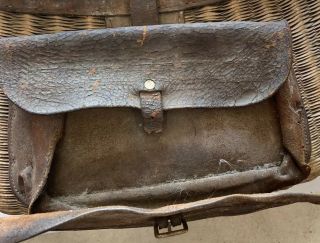 Vintage “Macmonies” 50 5 HandMade Fishing Creel Basket Wicker Leather With Ruler 4