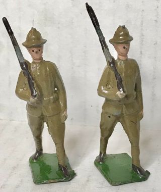 Antique Britains Toy Soldiers Pre Ww2 Us Army 2 Marching From Set 1251
