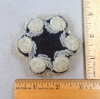 Stuffed Bead - Work Pincushion,  Antique Sewing Item,  Glass Beads,  Folk Art