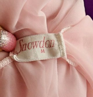 VTG Snowdon Frilly Pink Chiffon Babydoll Negligee Nightgown Peignoir M 2
