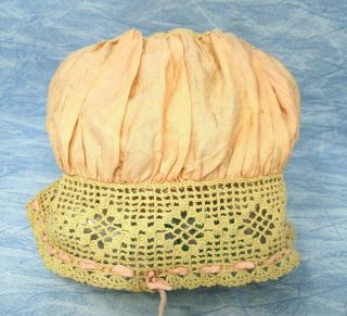 Vintage Sleeping Cap Crochet Ribbon Lace Victorian Fancy Romantic Antique