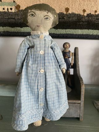 Antique Primitive Painted Face Rag/cloth Doll Aafa