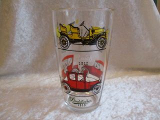 Vintage Hazel Atlas Glass Cocktail Shaker Themed With Antique Cars - No Lid