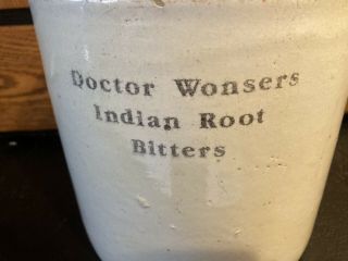 Antique Jug/crock Doctor Wonsers Indian Root Bitters Ca.  1870