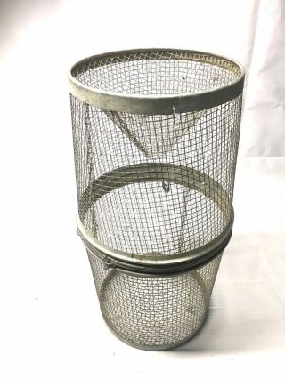 Vintage Metal Wire Woven Mesh Minnow Trap Basket Fishing Lure