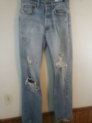 Vintage Levis 501 Button Fly Denim Jeans Shrink To Fit 30 " W34 " L Actual