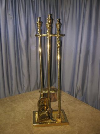 BEST Virginia Metalcrafters 5 Piece Brass Fireplace Tool Set VERY GENTLY 2
