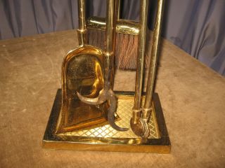BEST Virginia Metalcrafters 5 Piece Brass Fireplace Tool Set VERY GENTLY 3