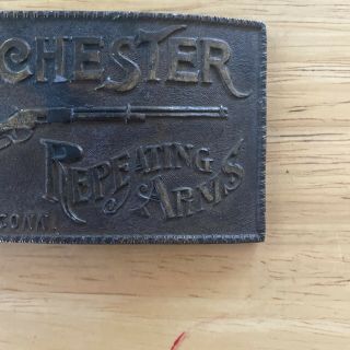 Winchester Repeating Arms Belt Buckle Vintage Brass Haven Connecticut USA 3