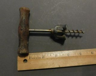 Antique Vintage Wood Handled Cork Screw Marked Italy