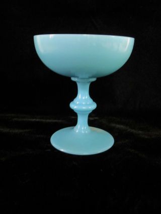 SET 4 ANTIQUE PORTIEUX VALLERYSTHAL OPALINE CHAMPAGNE COUPES SHERBETS BABY BLUE 3