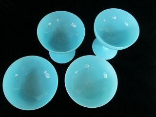 SET 4 ANTIQUE PORTIEUX VALLERYSTHAL OPALINE CHAMPAGNE COUPES SHERBETS BABY BLUE 5