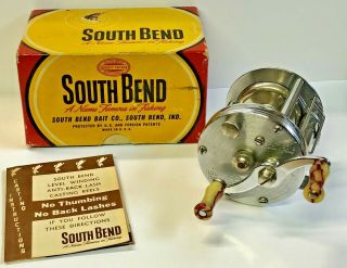 Vintage South Bend 400 Level Wind Baitcasting Fishing Reel - Box & Instructions