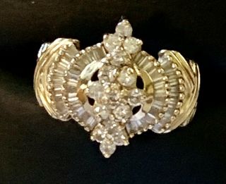 Gorgeous Vintage 14k Gold 1.  0 Ctw Diamond Cluster Ring - Size 6.  75 - 7.  3 Grams