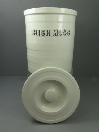 Antique Rare White Banded Maling Cetem Ware Kitchen Storage Jar Irish Moss
