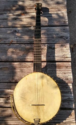 Old Vintage Antique 1900 Era Openback 5 String Banjo 10 3/4 " X 35 " 38 Brackets